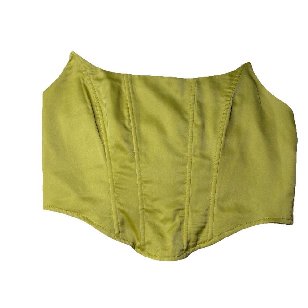 Shein Yellow Bustier Corset Top Size Small Plastic Boning Zipper Back Size 8/10